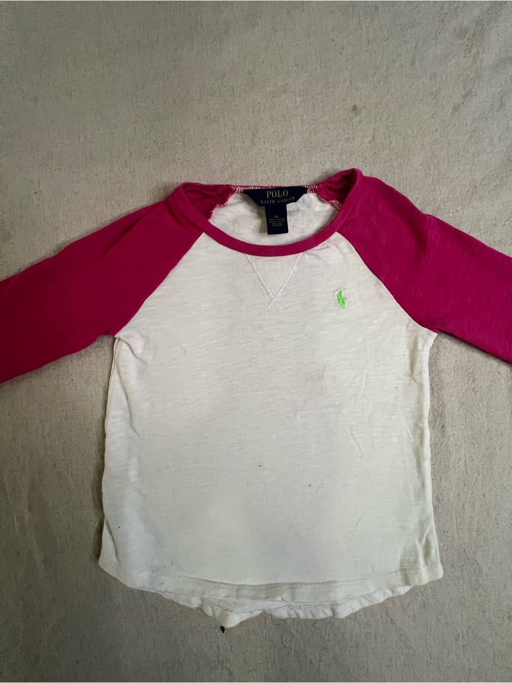 Polo by Ralph Lauren White Tee with Pink Raglan Sleeves